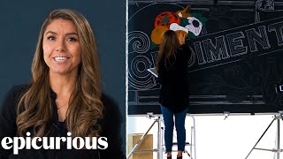 Price Points Chalkboard Artist Explains Her Process  Epicurious [upl. by Ennayllek571]