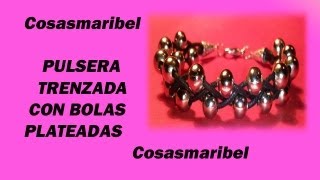 Como hacer una pulsera de hilo trenzada con bolas [upl. by Sosanna]