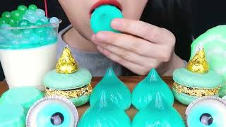 MUKBANG  Cyan Food Honey Jelly Candy Dessert jelly chocolate macaron fresh cream cake gummy [upl. by Alwitt]