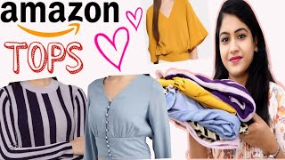 Amazon Tops Haul Trendy Summer TopsTShirts Amazon western wearMakeup by Nidhi [upl. by Buff]