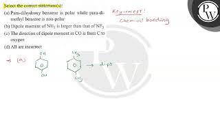 Select the correct statements a Paradihydroxy benzene is polar while paradimethyl benzene [upl. by Sami464]