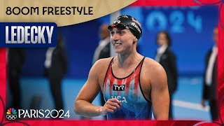 Katie Ledecky takes gold in 800m freestyle for FOURTH STRAIGHT OLYMPICS  Paris Olympics [upl. by Riamu622]