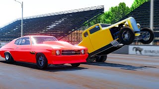 Realistic Drag Racing Crashes 17  BeamNG Drive [upl. by Zenger]