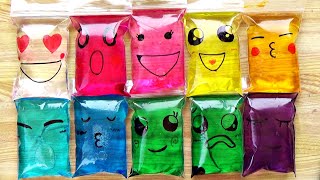 Making Slime with Rainbow Bags Popping Satisfying Slime Video [upl. by Viviyan]