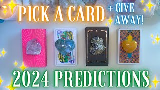 🌟 2024 PREDICTIONS 🌟  Personal Reading Giveaway 🎉 Detailed Pick a Card Tarot Reading ✨ [upl. by Ayokahs]