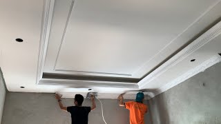 Professional Skills Installing Gypsum Boards On Bedroom Ceilings New Style Quickly And Firmly [upl. by Huey]