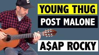 Livin It Up  Young Thug Post Malone amp AAP Rocky Easy Guitar Tutorial [upl. by Brendin]