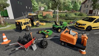 Paysagiste OUVRIER COMMUNAL  Ramassage dordures tonte daccotement routier  Farming Simulator 22 [upl. by Sternlight]