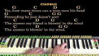 Blowin In The Wind Bob Dylan Piano Cover in G with ChordsLyrics [upl. by Rebmit]