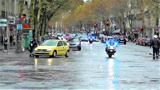 Convoi du Président de la République Française Emmanuel Macron  Paris  10 novembre 2018 [upl. by Ranilopa]