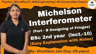 Michelson Interferometer Designing of Fringes lect 10  optics [upl. by Ytteb766]