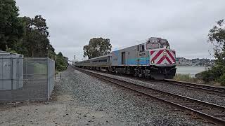 Amtrak San Joaquins 710 Passes Eckley Pier With Comet Car Set To Bakersfield 5182024 [upl. by Arica]