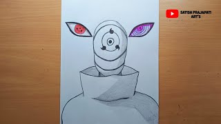 How to draw Obito Uchiha Face  Sharingan And Rinnegan   Naruto Drawing  Step by Step Drawing [upl. by Anton]