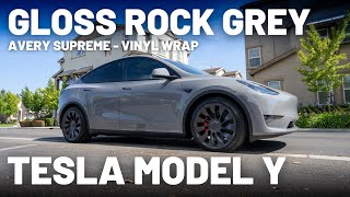 Vinyl Wrap  Tesla Model Y  Gloss Rock Grey  Avery Supreme [upl. by Prowel614]