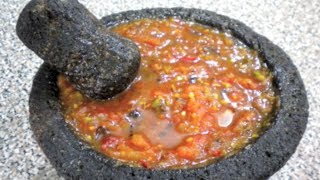 SALSA DE MOLCAJETE MARTAJADA 2  RECETA FACIL [upl. by Caldera]