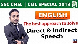 Direct amp Indirect Speech  English  SSC CHSL  CGL Special 2018  500 PM [upl. by Alarick410]