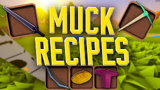 MUCK RECIPES  Armor Tools Weapons Cooking [upl. by Egduj]