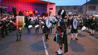 Festive Massed Bands playing Wings amp Scotland the Brave during 2023 Inverurie Christmas Festival [upl. by Mclain]