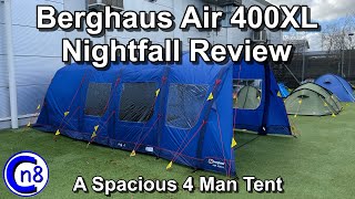 Berghaus Air 400XL Nightfall tent Review  A Spacious 4 Man Air Tent [upl. by Kayle378]