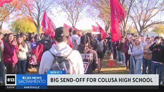 Community sends off Colusa Highs football team to state championship game [upl. by Enitsuj]