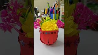 flower pot 🪴 paper craft idea for kidsEasiest paper craft shortfeed kidscraft handmade diy [upl. by Reinwald]