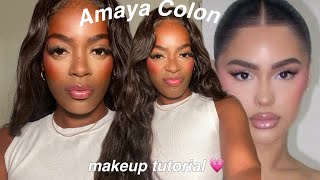 AMAYA COLON tutorial MAKEUP  black skin inspiração💗 [upl. by Anirrok]