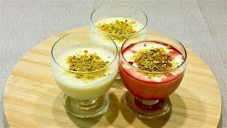 Muhallebi RecipeMilk Pudding With Rose Water amp Pistachio Pudín De Leche Agua De Rosas Y Pistacho [upl. by Floss]