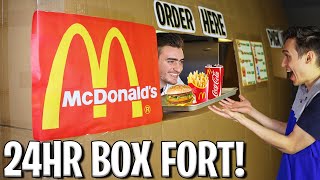 I OPENED A 24 HOUR McDONALDS BOX FORT 📦🍔 FAST FOOD RESTURANT CHALLENGE [upl. by Yatnuahs]