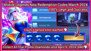 No limit  Mobile Legend New redemption code March 26 2024  MLBB Redeem Codes today New Update [upl. by Signe]