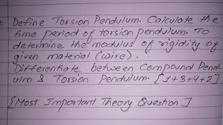 Torsion Pendulum Time Period of Torsional PendulumDetermine Modulus of Rigidity of wireBE Civil [upl. by Elocen732]