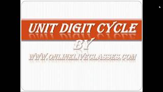 Unit Digit Cycle  Online Live Classes  Online Test Series [upl. by Ainadi]