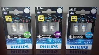 Philips XtremeVision LED T10 w5w 4000k vs 6000k vs 8000k [upl. by Nedgo]