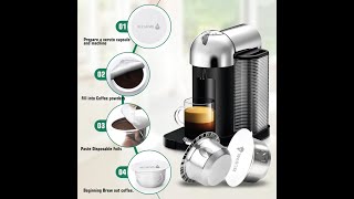 Metal Coffee Capsule cup with foil lid for Vertuoline Nespresso 80ml or 150ml [upl. by Gwyneth693]