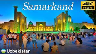 Samarkand Walking Tour  Evening walk in central Samarkand  Uzbekistan 🇺🇿  4K HDR [upl. by O'Donoghue303]