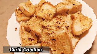 Homemade Garlic Croutons Without oven  Restaurant style Garlic Croutons Recipe Snack time recipe [upl. by Lisabeth]