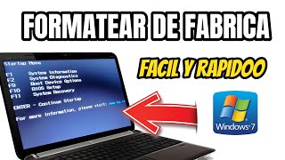 Como FORMATEAR DE FABRICA una PC Windows 7  Facil y Rapidoo [upl. by Arly611]