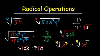 Simplifying Radical Expressions Adding Subtracting Multiplying Dividing amp Rationalize [upl. by Assinna35]