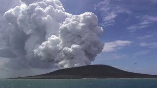 Tongan volcano creates new island [upl. by Akinna775]