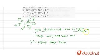 The correct order of mobility of alkali metal ions in aqueous solution is [upl. by Eelrahs]