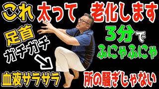 【足首ふにゃふにゃ69kg→53kg】６０分歩くよりたった３分！脚振りだけで勝手に中性・内臓脂肪も減らしリンパ内臓洗浄で老廃物出して血液ドロドロ・血圧高い・頻尿・腰痛・変形性股関節膝関節症も解消！ [upl. by Dnivra886]