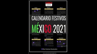 Calendario laboral México 2021  Días Festivos Mexicanos para 2021 Feriados y Puentes MÍRALO [upl. by Ayekahs]