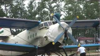 HAMAM Antonov An2R spraying demo flight at PécsPogány [upl. by Dolly604]