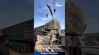 Loading a large stone into a truck  The workers do their job perfectly  machine shorts [upl. by Llenaj]