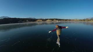 Skating on Frozen Lake Windermere  Invermere BC [upl. by Ornstead]