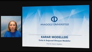 KARAR MODELLERİ  Ünite 6 Özet [upl. by Nuy]