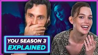 Netflixs YOU Season 3 Explained  Season 4 Teases  Victoria Pedretti Penn Badgley [upl. by Fem]