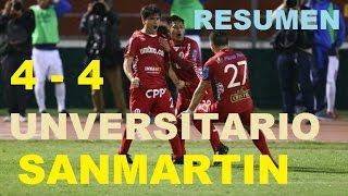 San Martin vs Universitario 4  4 Resumen 2016 Liguilla B [upl. by Sollie]