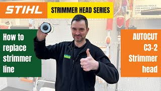 How to change strimmer line in the Stihl Autocut C32 strimmer head  Stihl Strimmer head series [upl. by Kissee]