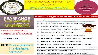 Rearranging the words into sentences  Lecture2  Complete English for all exams cdsndaafcatssc [upl. by Aivun]