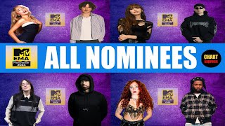 MTV European Music Awards 2024  ALL NOMINEES  2024 EMAs  November 10 2024  ChartExpress [upl. by Heinrike]